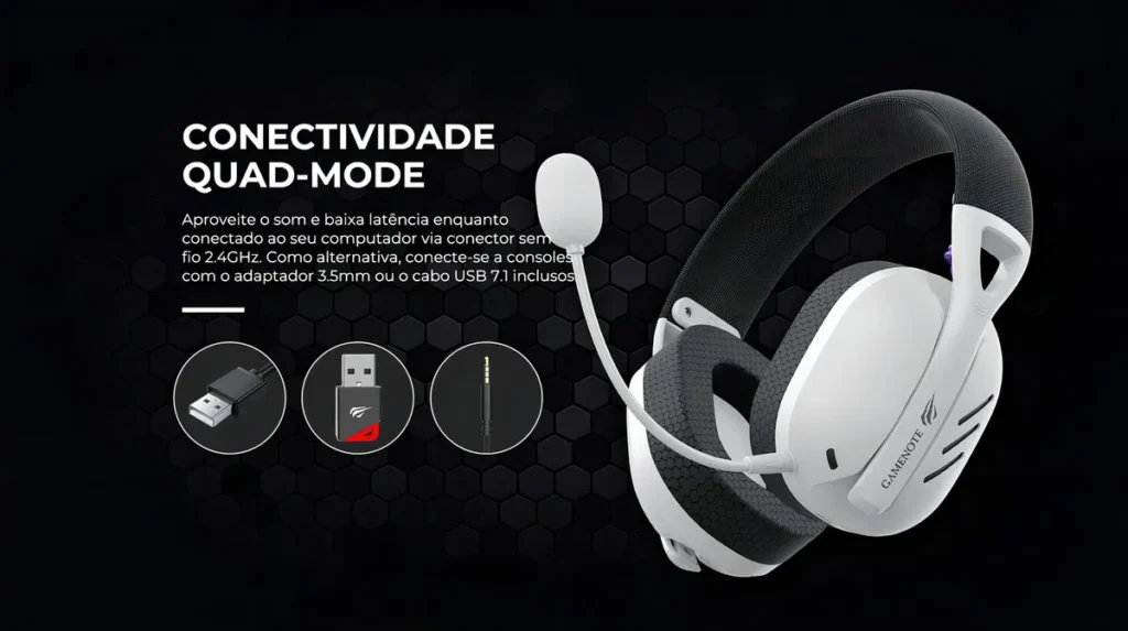 Havit Fuxi H3 headset gamer barato sem fio em uso no PS5 e no PC