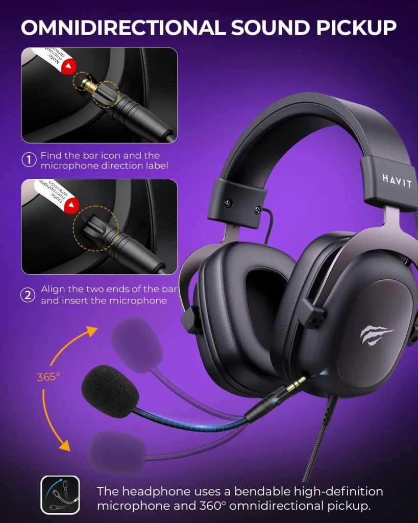 Design lateral do headset gamer barato Havit H2002D over-ear