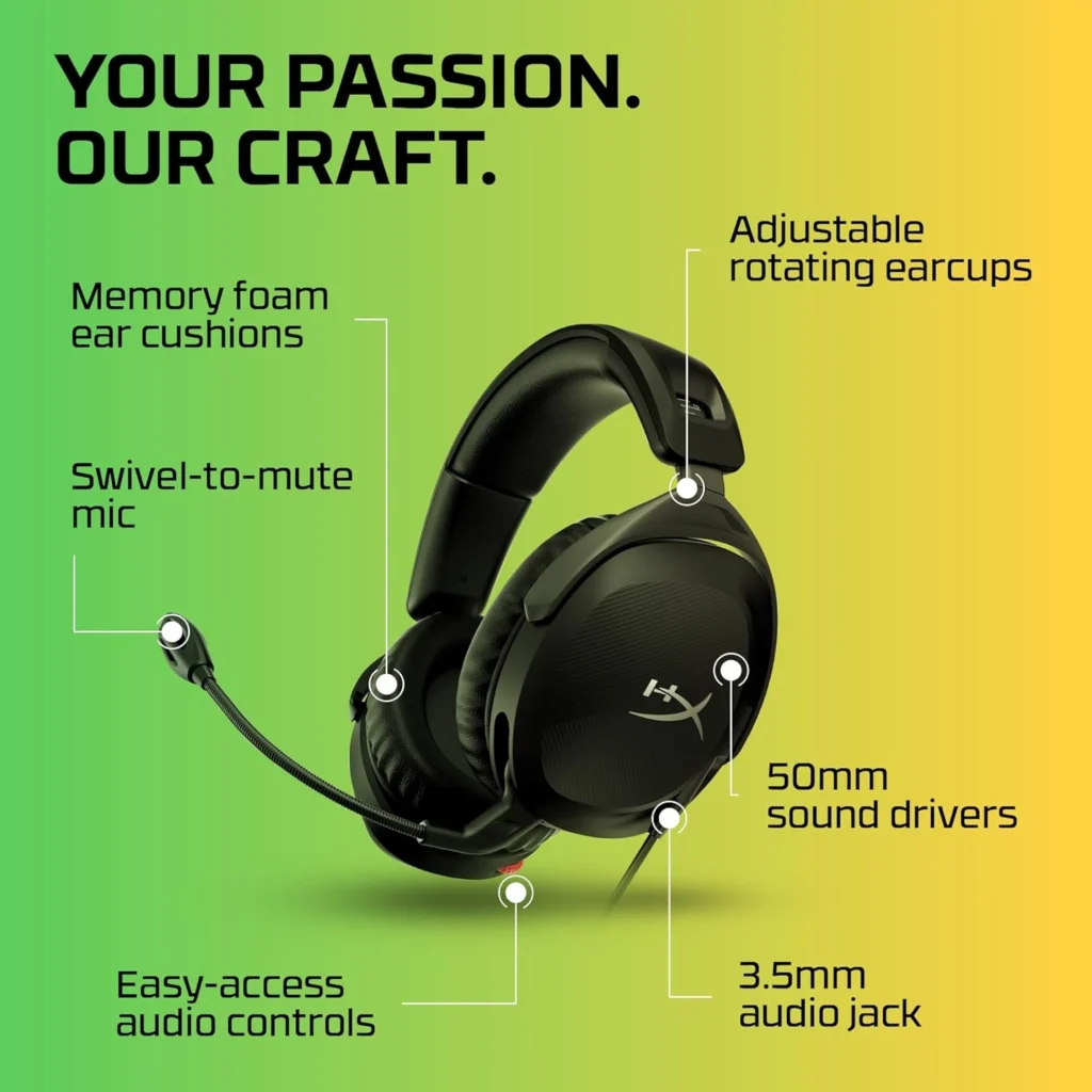 Design do headset gamer HyperX Cloud Stinger Core com microfone rotativo