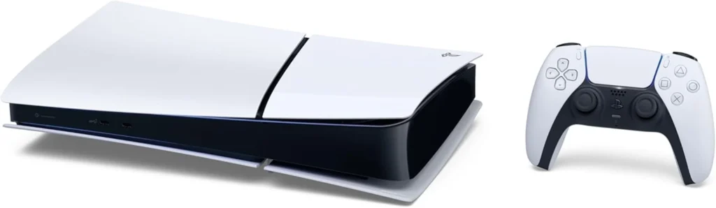 Imagem do PlayStation 5 Slim com controle DualSense para artigo sobre comprar PS5 em 2026.