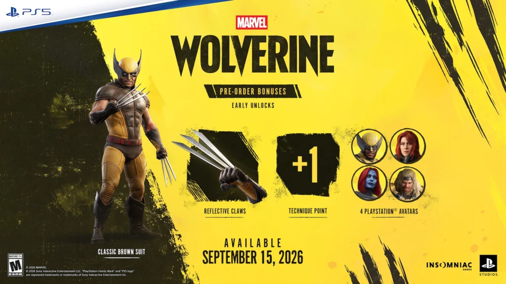 Marvel's Wolverine PS5 data de lançamento 15 de setembro de 2026