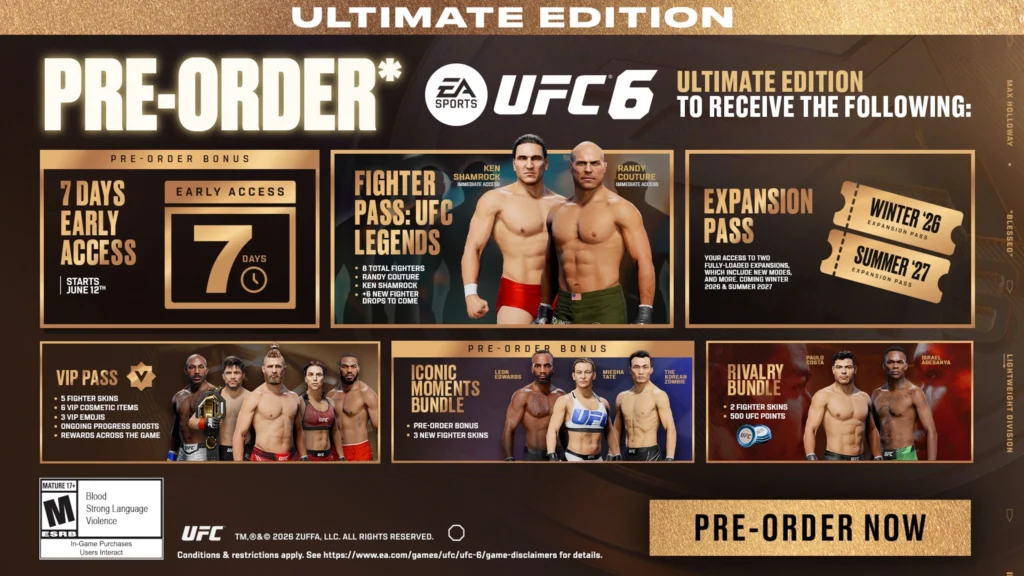 UFC 6 PS5 data de lançamento 19 de junho 2026 PlayStation 5