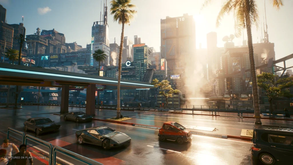 Cyberpunk 2077 e da expansão Phantom Liberty, mostrando as duas versões (masculina e feminina) do protagonista V em perfis destacados com luzes neon amarelas e vermelhas.
